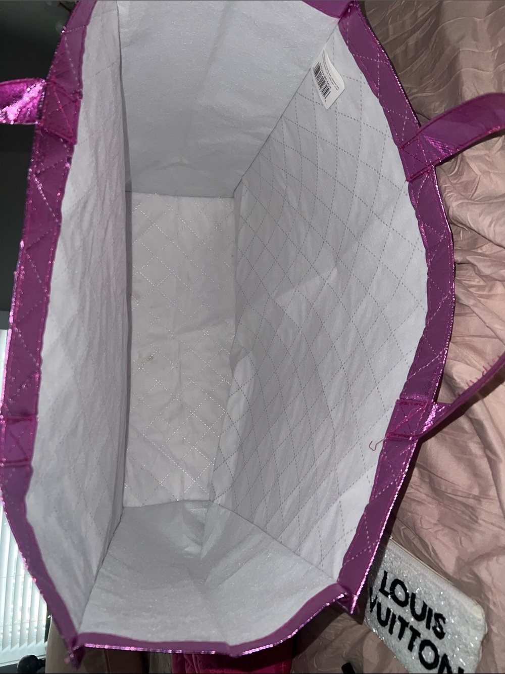 2 Quilted Pink Tote Bag - Lightweight Women's Handbag - Picture 4 of 4